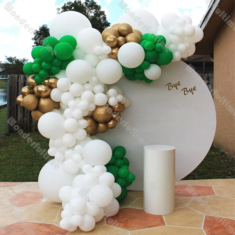 

White Balloon Garland Wedding Decoration Green Gold Balloon Arch Bachelor Party Supplies Baby Shower Birthday Decor Latex Globos