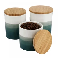 800ml ceramic sealed storage jar with wooden lid kitchen food container coffee grain storage jar modern home decoration