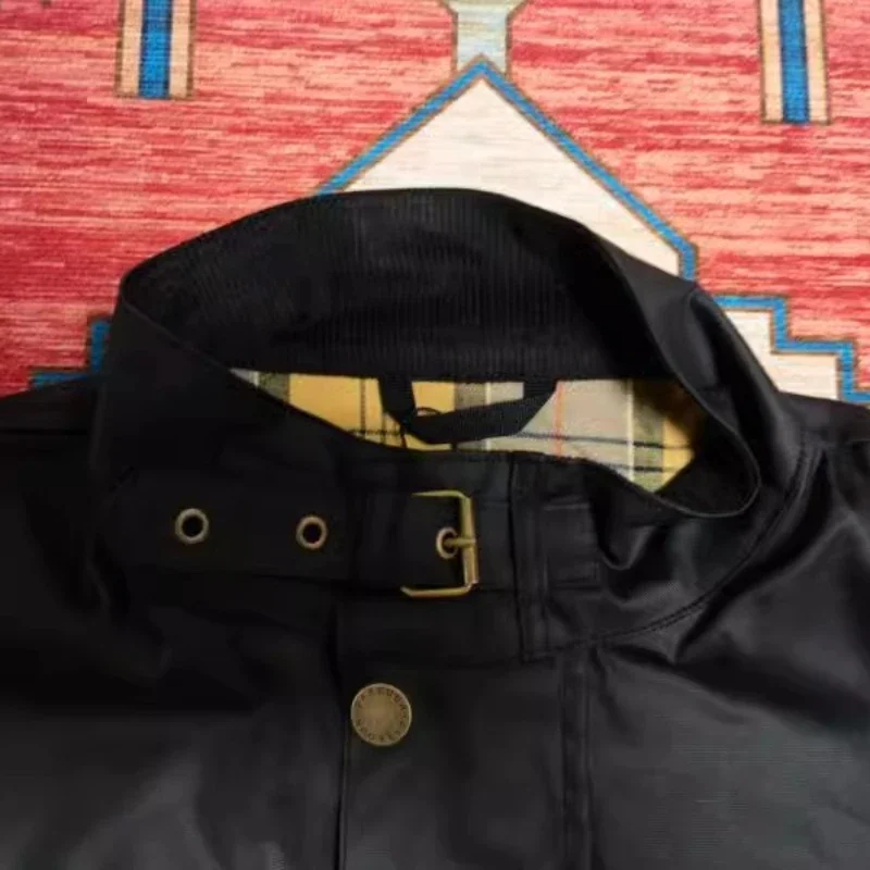 Мотоциклетная куртка из вощеной ткани Мужская винтажная куртка-бомбер с поясом