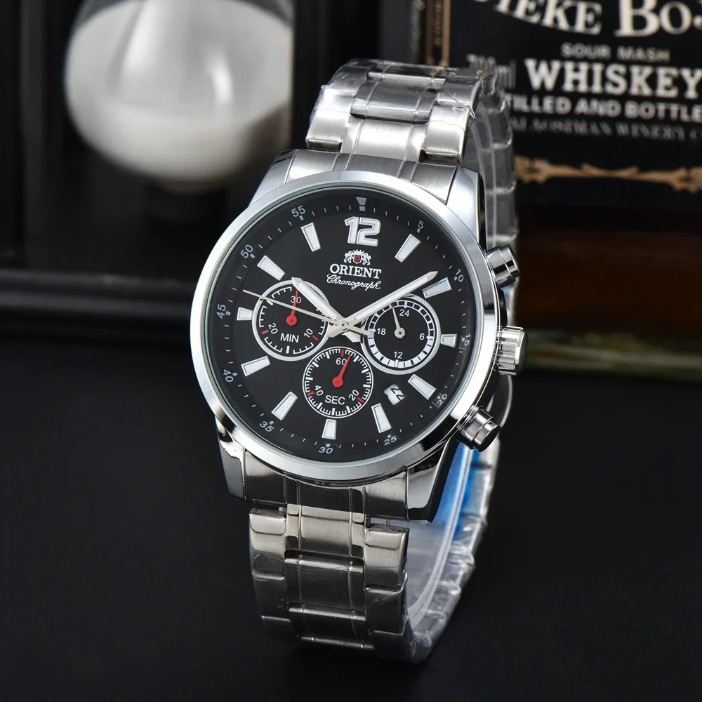 

Top AAA Original Orient Watches Mens Business Full Stainless Steel Automatic Date Watch Luxury Chronograph Sport Quartz Clock