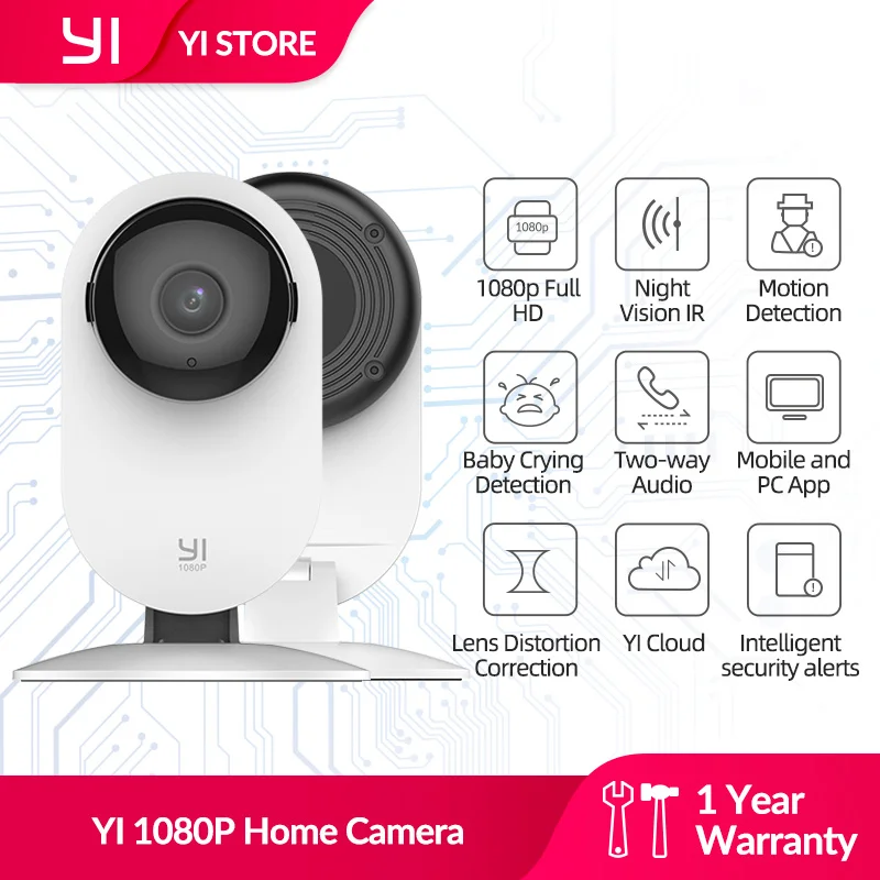 

YI 1080p WIFI Wireless IP Security Home Camera Baby Crying Detection Cutting-edge Design Night Vision Surveillance System Global