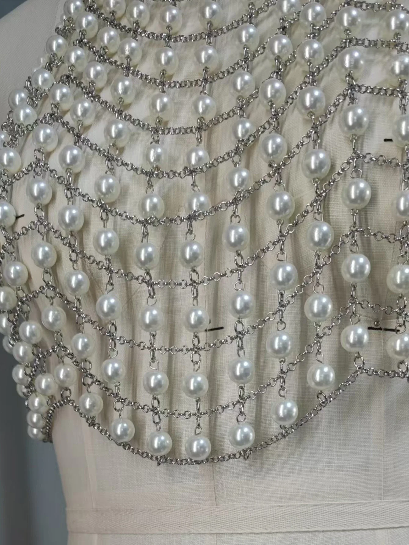 OFU Искусственный жемчуг бисер металлическая цепочка для тела полая майка с