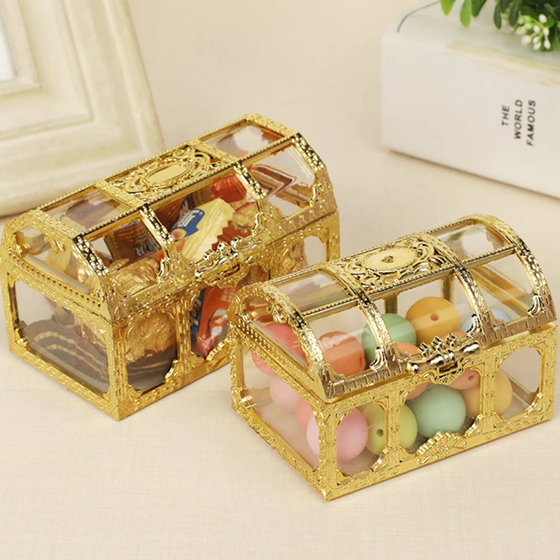 

Vintage Transparent Pirate Treasure Storage Box Candy Trinket for Jewelry Crystal Gem Trinket Box Holder Organizer Earrings Ear