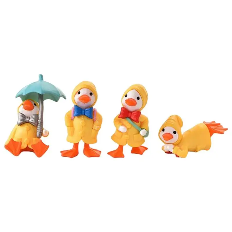 

Raincoat Duck Statue 4pcs/set Cute Cartoon Duck Figurine DIY Duck Statues For Home Patio Lawn Yard Office Indoor & Outdoor