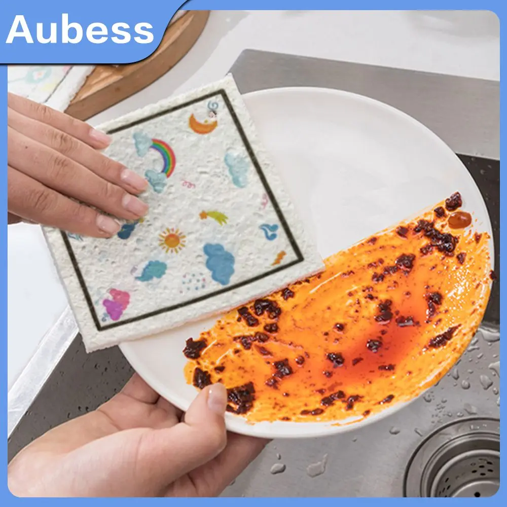 

Wood Pulp Fiber Lint-free Dishcloth Kitchen Cleaning Dishwashing Towel Scouring Pad Cleaning Cloth Kitchen Accessories 5g/8g/10g
