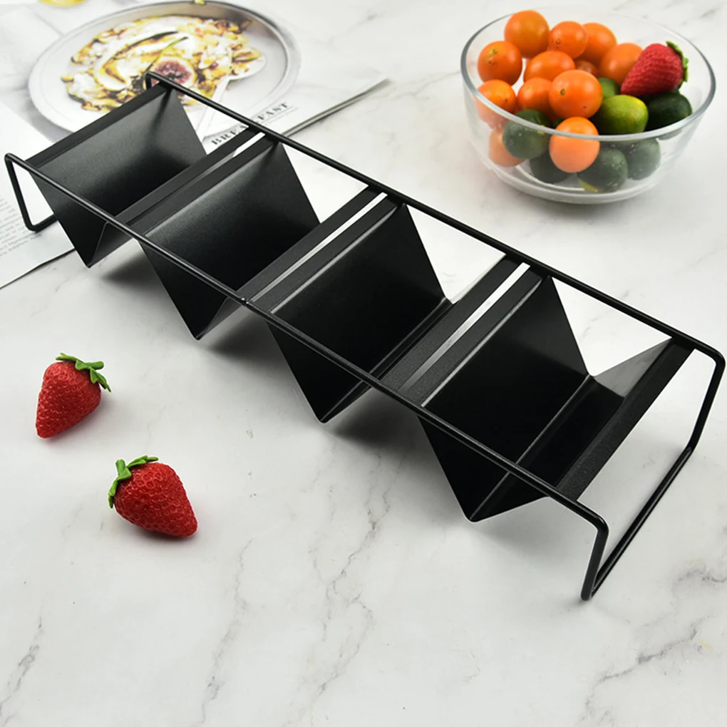 

Kitchen 4 Slots Taco Table Serving Holder Taco Pancake Display Rack Wave Shape Baking Cooking Food Stand