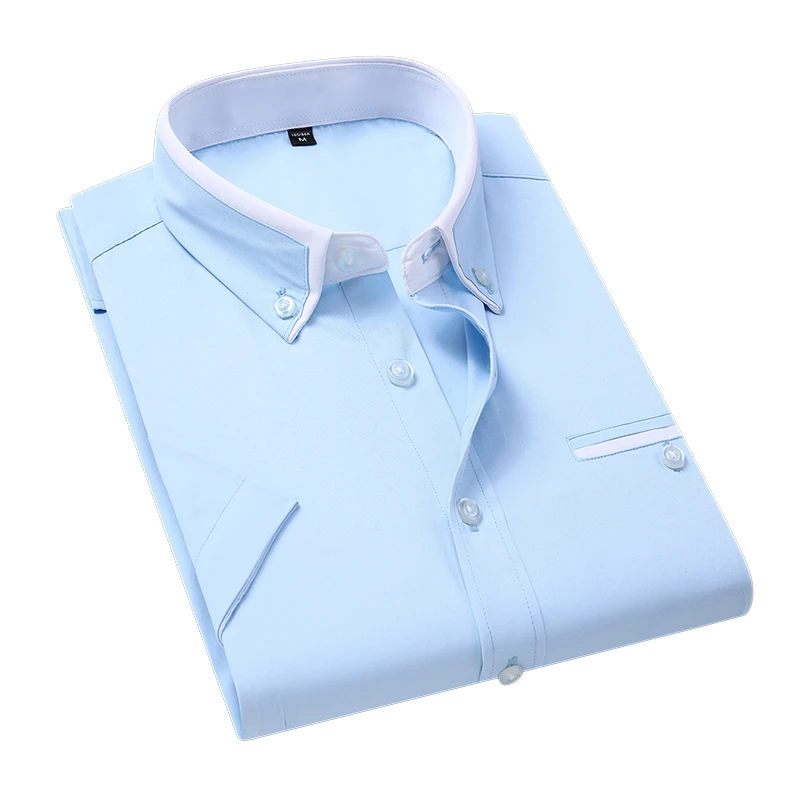 

2023 New Summer Business Mens Shirt Short Sleeves Button Up Shirt Turn-down Collar Casual Shirts Mens Clothing Plus Size 5XL