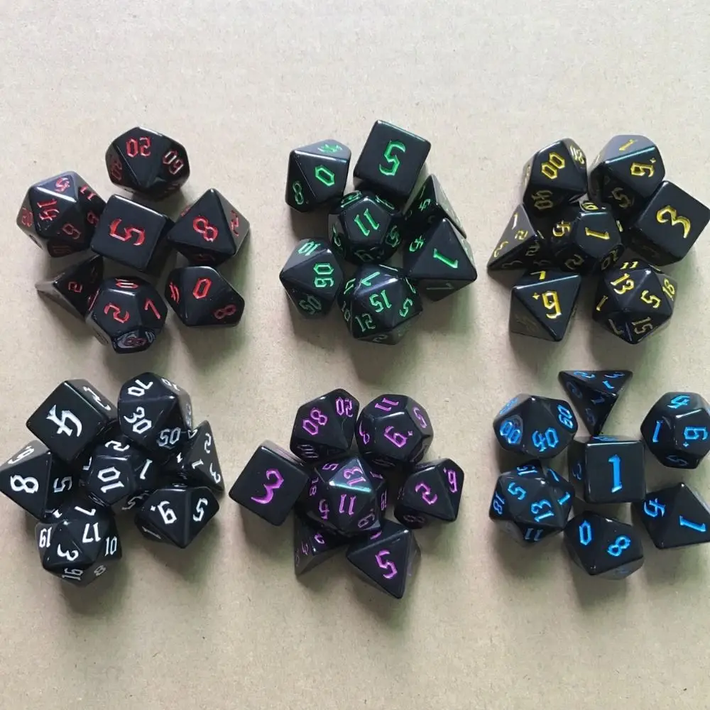 

7 шт./набор, акриловые игральные кости D4 D6 D8 D10
