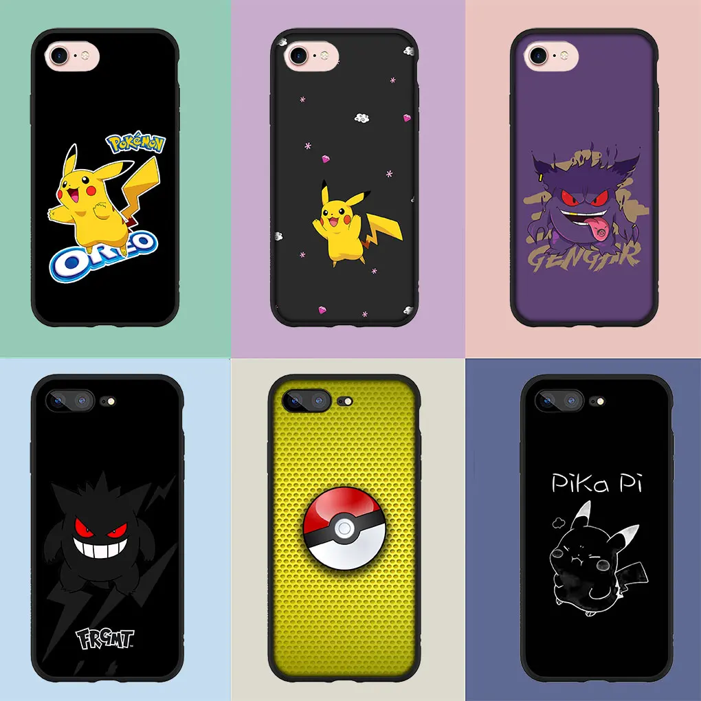 P-Pokemons GO Gengar P-Pikachus Симпатичный мягкий чехол для iPhone 15 14 13 12 Mini 11 Pro XS Max X XR 7 8 Plus + 15+