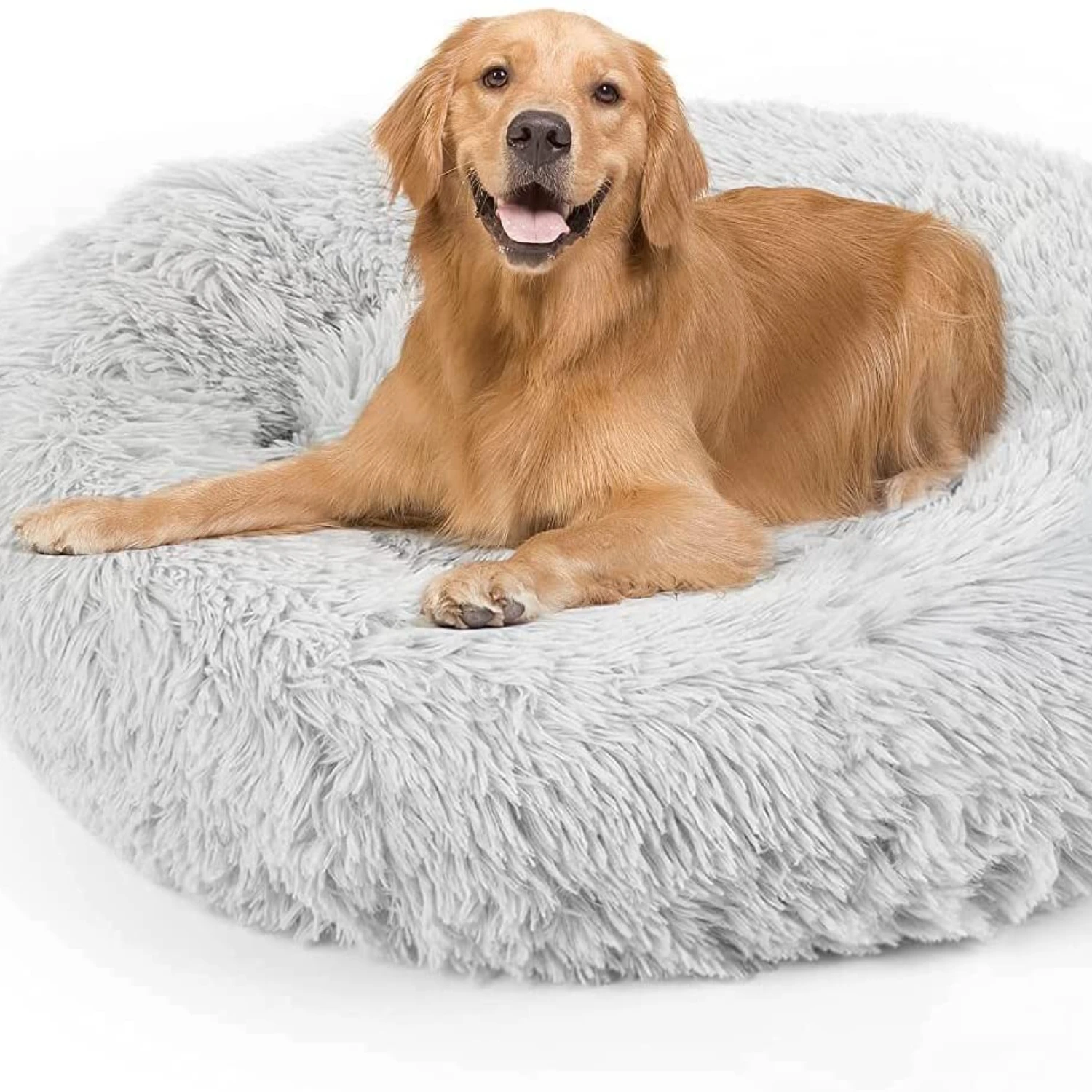 

Plush Calming Dog Bed Donut Cat Beds for Small Dogs, Medium & Large, Anti Anxiety Pet Bed Soft Fuzzy Calming Cat Bed