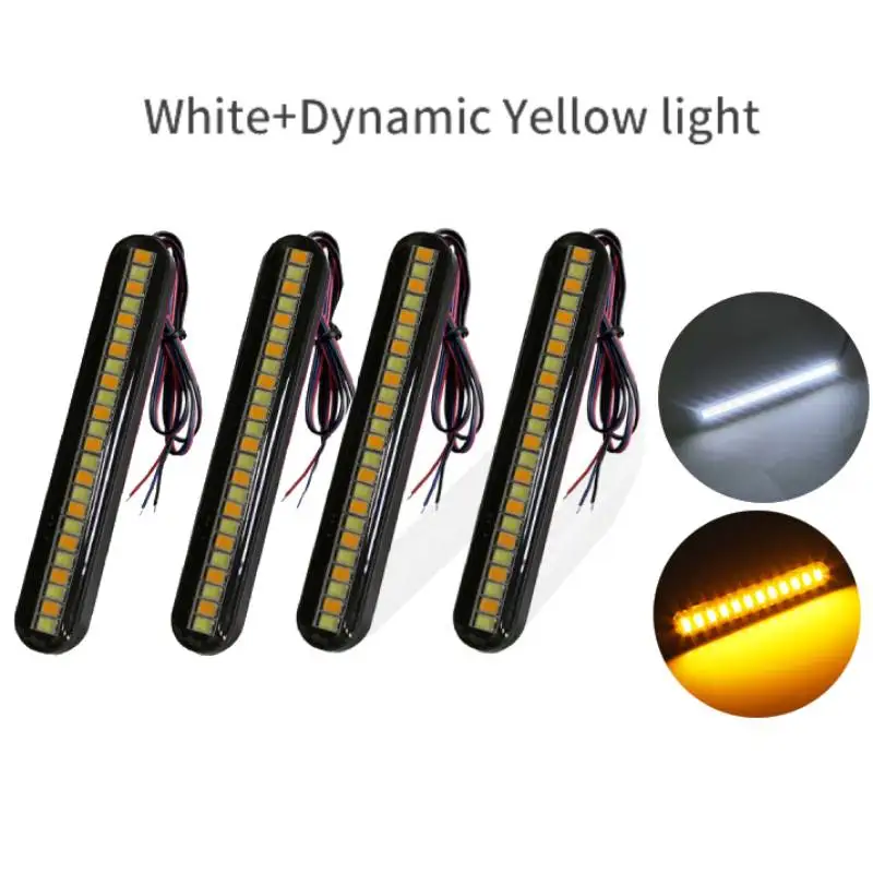 

24LED мотоциклетный указатель поворота, мини-светодиодная лента, течет воды, подсветка номерного знака, задний стоп-сигнал, задний индикатор постоянного тока 12 В