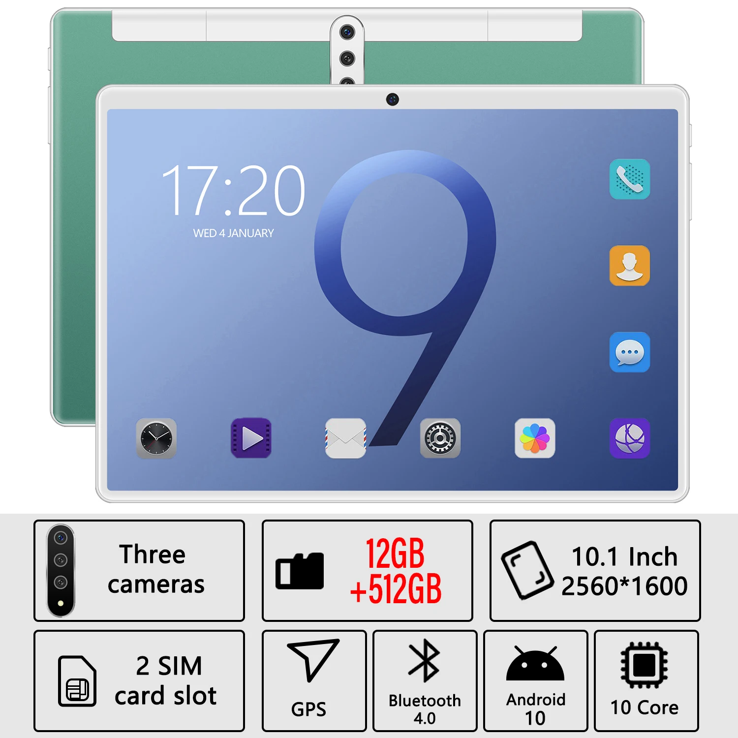 

10.1 Inch T10W Android 10.0 Laptop WPS Office Bluetooth Dual SIM 8800mAh Snapdragon 12GB 512GB GPS WIFI Tablet With Keyboard