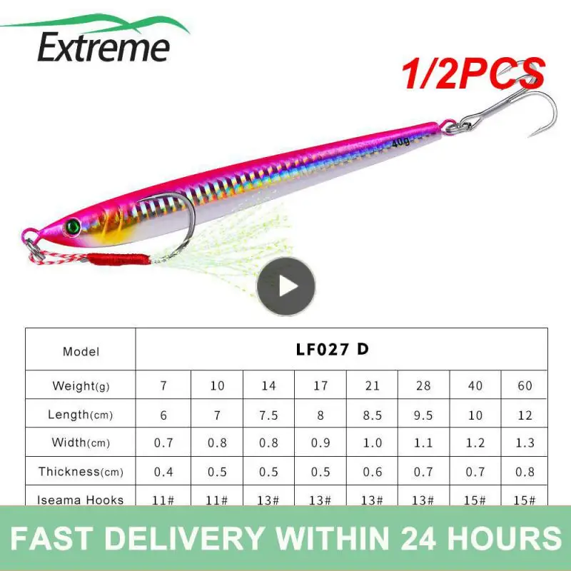 

1/2PCS BEROS Metal Jig Bait Weight 7g-60g Trolling hard bait bass fishing tackle trout diving bait Sea Fishing Lures Pesca