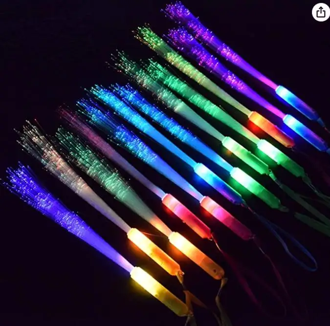 

12pcs LED Light Up Fiber Optic Wands Glow Sticks Flashing Concerts Rave Party Birthday Favors Goodie Fillers Battery Include