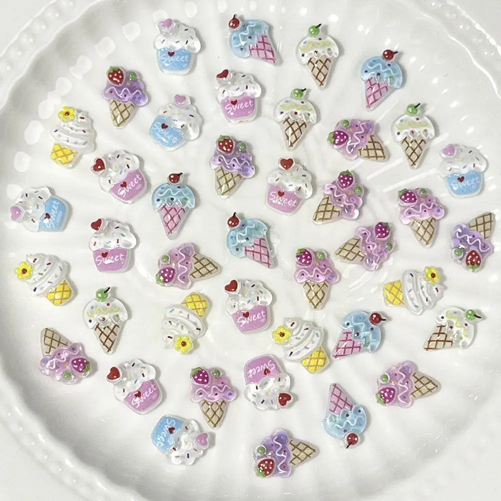 

50PCS Ice Cream Popsicle Nail Art Kawaii Accessories Materials Manicure Parts Supplies Decoration Nails T6I8