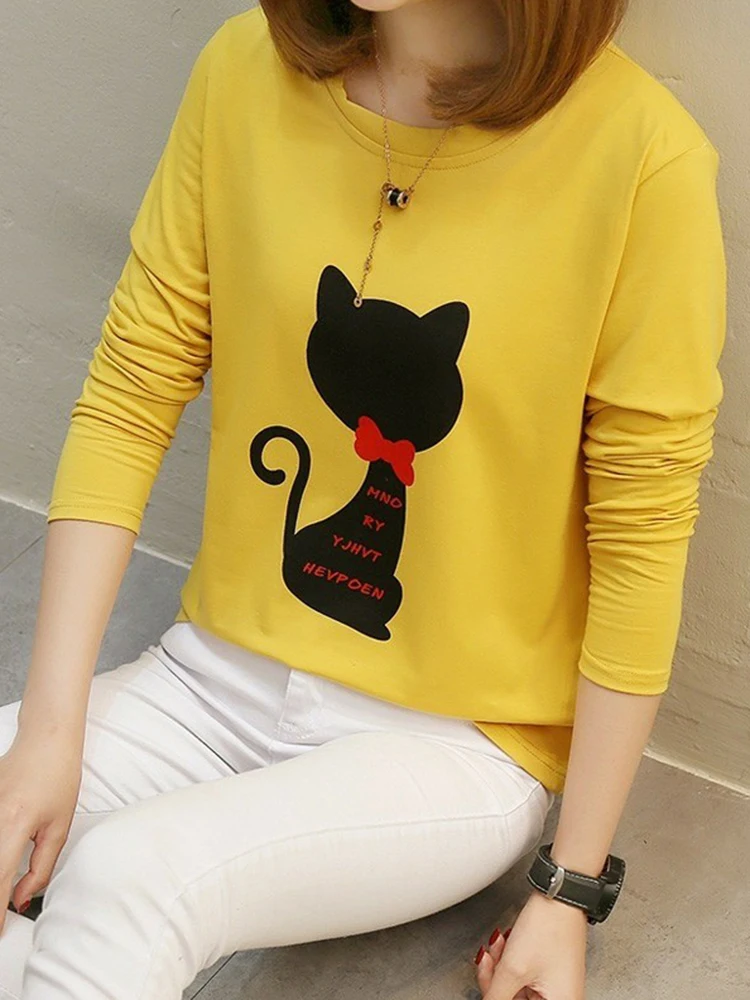 

Print Animal T Shirt Women Autumn And Winter T-Shirt Long Sleeve Loose 2022 Tshirt Womens Tee Shirt Femme Poleras Mujer