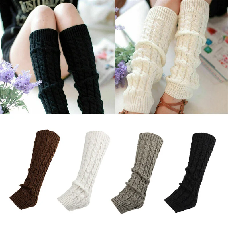 

Lolita Leg Warmers Women Warm Winter Knit Foot Cover Crochet Knee Socks Warm Boot Cuffs Been Warmers Japanese Long Socks