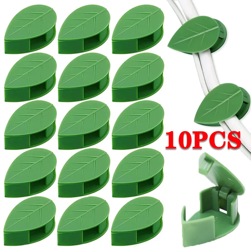 

10PCS Plant Clips Green Leaf Clip Self-Adhesive Plant Climbing Wall Fixture Clip Garden Rattan Invisible Climb Wall Holder Hook