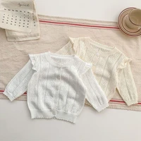 infant baby girl cardigan spring summer sweet solid hollow sun protection thin coat for newborns cotton soft kids girls clothes