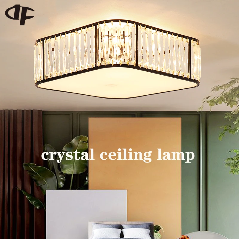 Nordic crystal lamp bedroom ceiling lamp living room lamp luxury crystal ceiling lights room led lamp hotel villa lamp E14 bulb