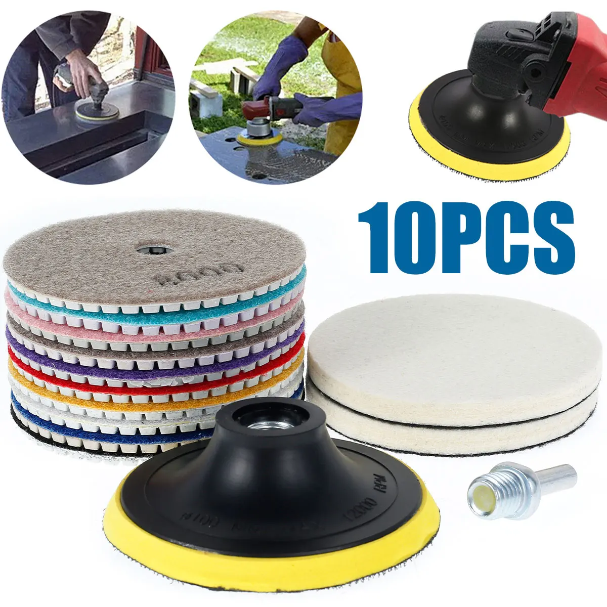 

14 шт. Алмазные полировальные колодки 4-дюймовый набор для полировки гранита многофункциональные полировальные колодки для бетона Набор для полировки мрамора влажной/сухой