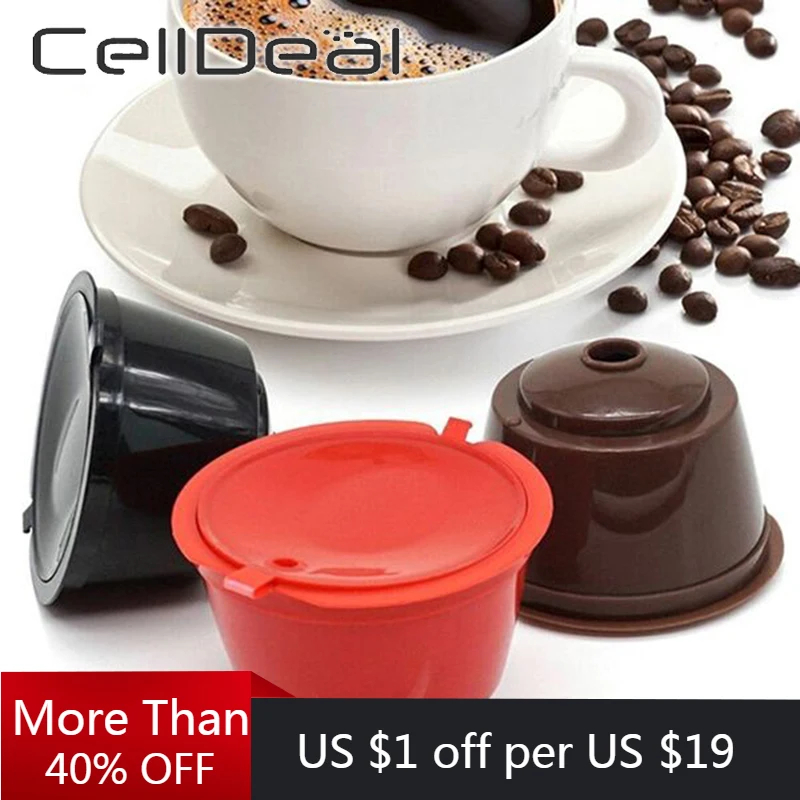 

3Pcs Multi-Colors Refillable For Dolce Gusto Coffee Capsule Refillable Caps Plastic Spoon Brush Filter Baskets Pod Easy To Clean