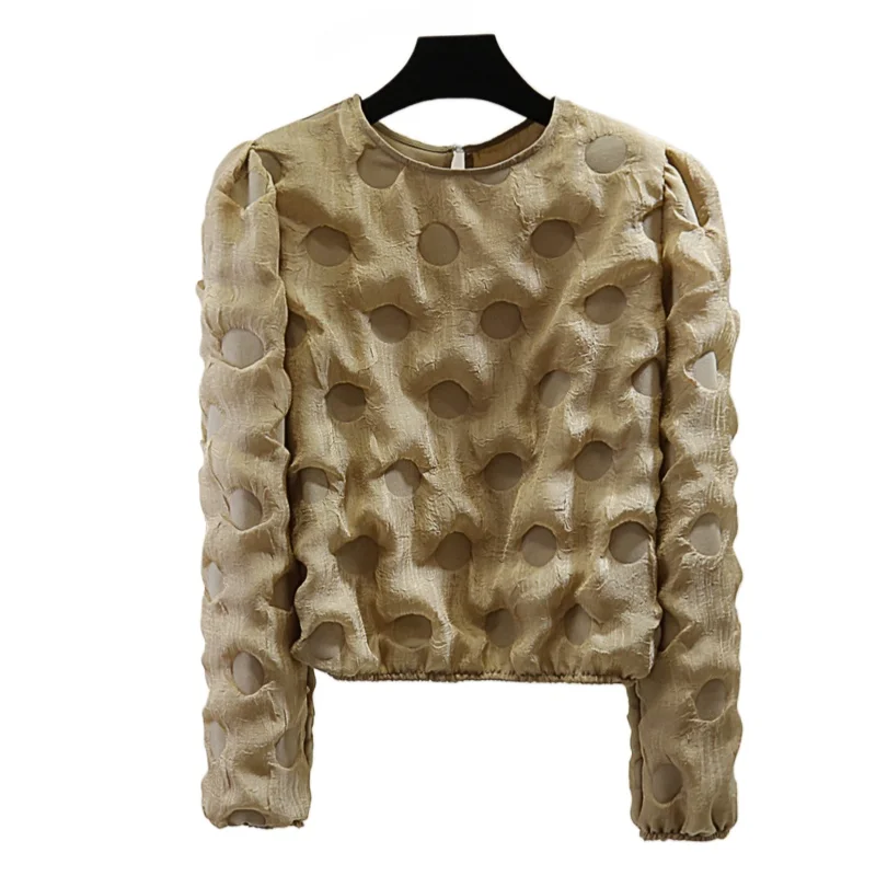 Тяжелая промышленность рельефный пуловер с круглым вырезом и длинным рукавом