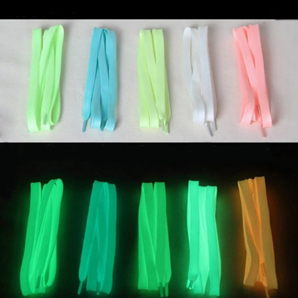 Luminous Shoelaces Flat Suitable For All Shoes Fluorescent Laces Party Get Together Night Run Unisex Shoelace 1 Pair