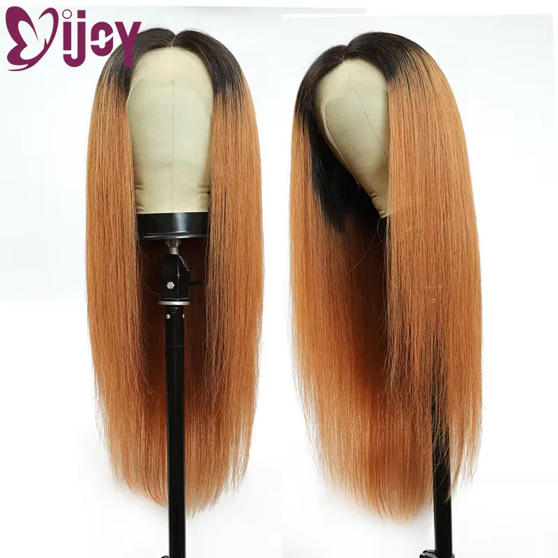 Ombre Brown 13x4 Парики из натуральных волос на кружеве для женщин Прямые волосы 4x4 Парик