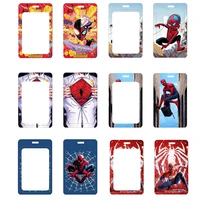marvel new pvc card holder spiderman super heroes student campus hanging neck bag lanyard id card anti lost protective card case