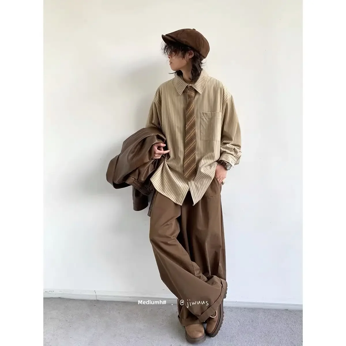 Новая весенняя японская винтажная полосатая рубашка для мужчин и женщин в стиле