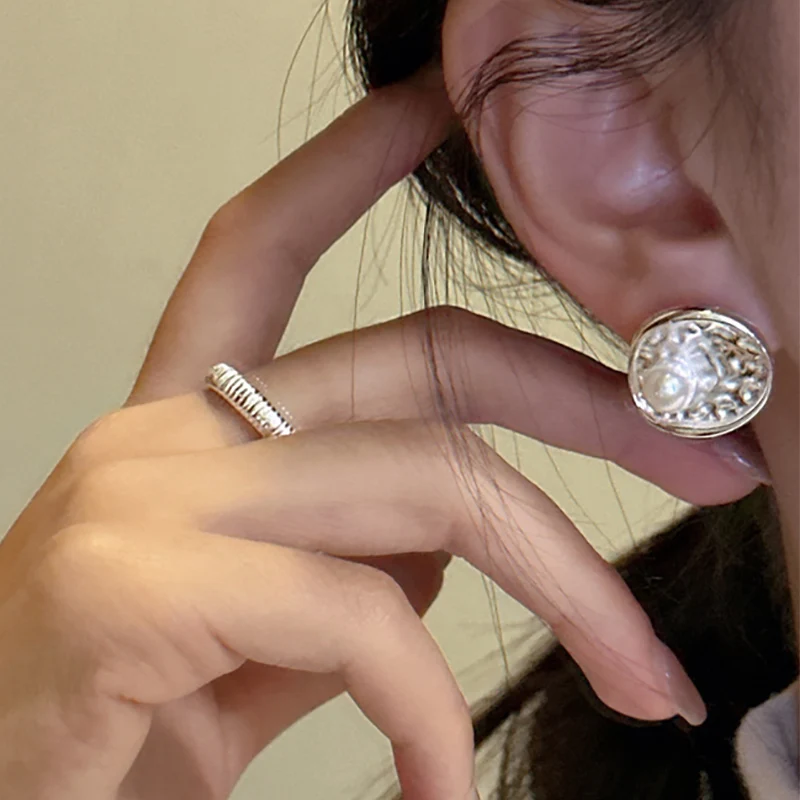 Женские серьги-гвоздики Foxanry с кубическим цирконием модная круглая текстура