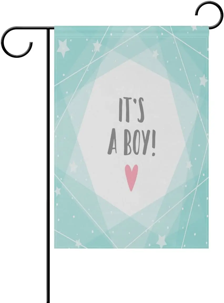 

Stylish Its a Boy with Stars Polyester Garden Flag House Banner, Two Sided Welcome Yard Decoration Flag for Wedding Party Home D