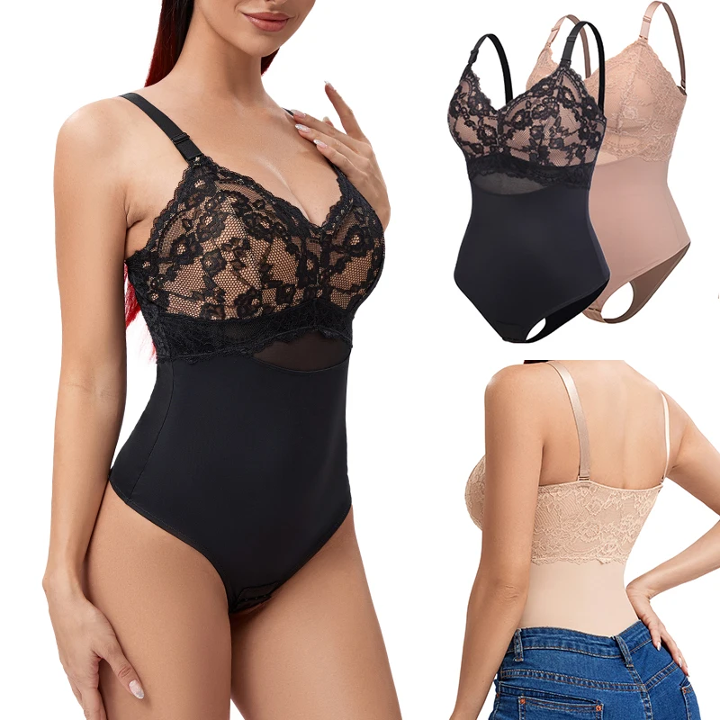 

Women Lace Thongs Bodysuit Shapewear Seamless Full Body Shaper Slimming Waist Tummy Control Underwear Nude Flat Belly Corset