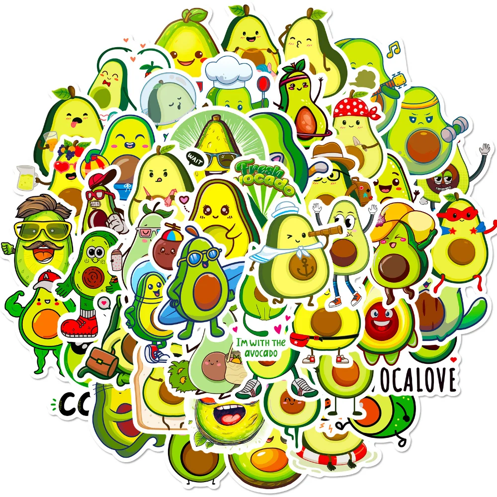 

10/50PCS Cute Avocado Cartoon Graffiti Stickers DIY Motorcycle Travel Luggage Skateboard Funny Waterproof Sticker Kids Decal