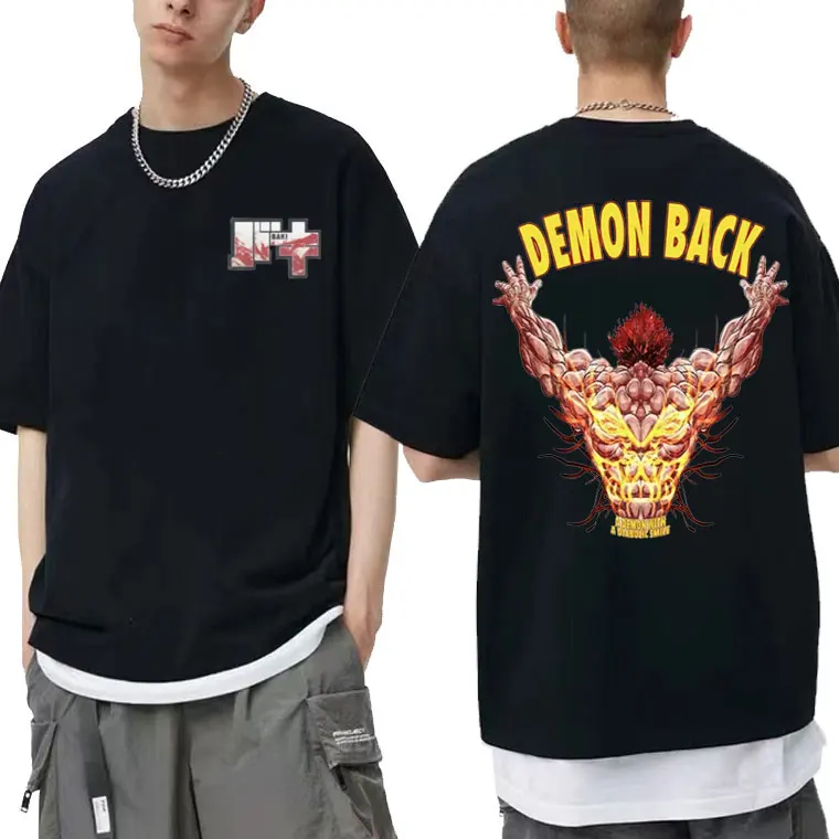 

Anime Baki Demon Back Double Sided Print T Shirt Short Sleeve Vintage Mens Oversized T-shirt Men Women Japanese Manga 90s Tshirt