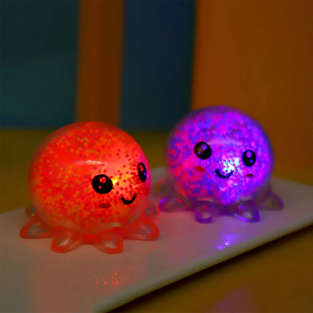 

Glowing Light Squid Vent Ball Squeeze Toys Decompression Toy Bubble Flashing Octopus Ball Stress Relief Toy Gift for Kids Child