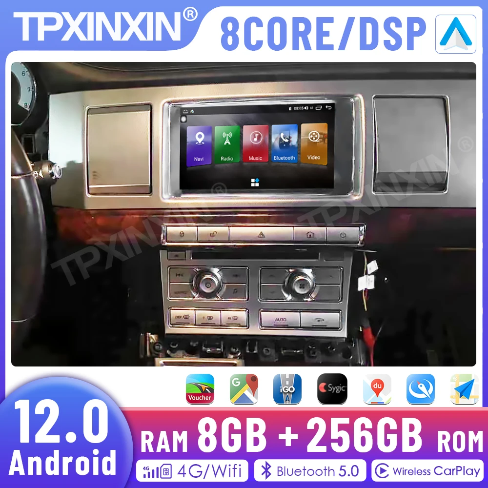 Автомобильный мультимедийный плеер 2 Din Android 12 0 8 ГБ + 256 для Jaguar XF 2007-2015 радио