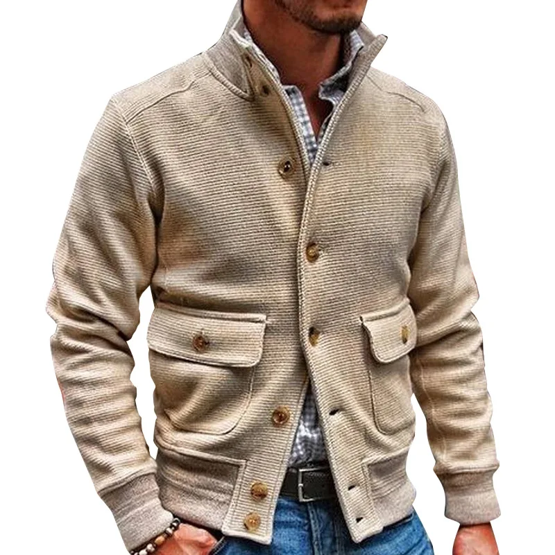 

2021 New Foreign Trade Jacket Men Korean Style Stand-up Collar Solid Color Casual Jacket Jacket Men