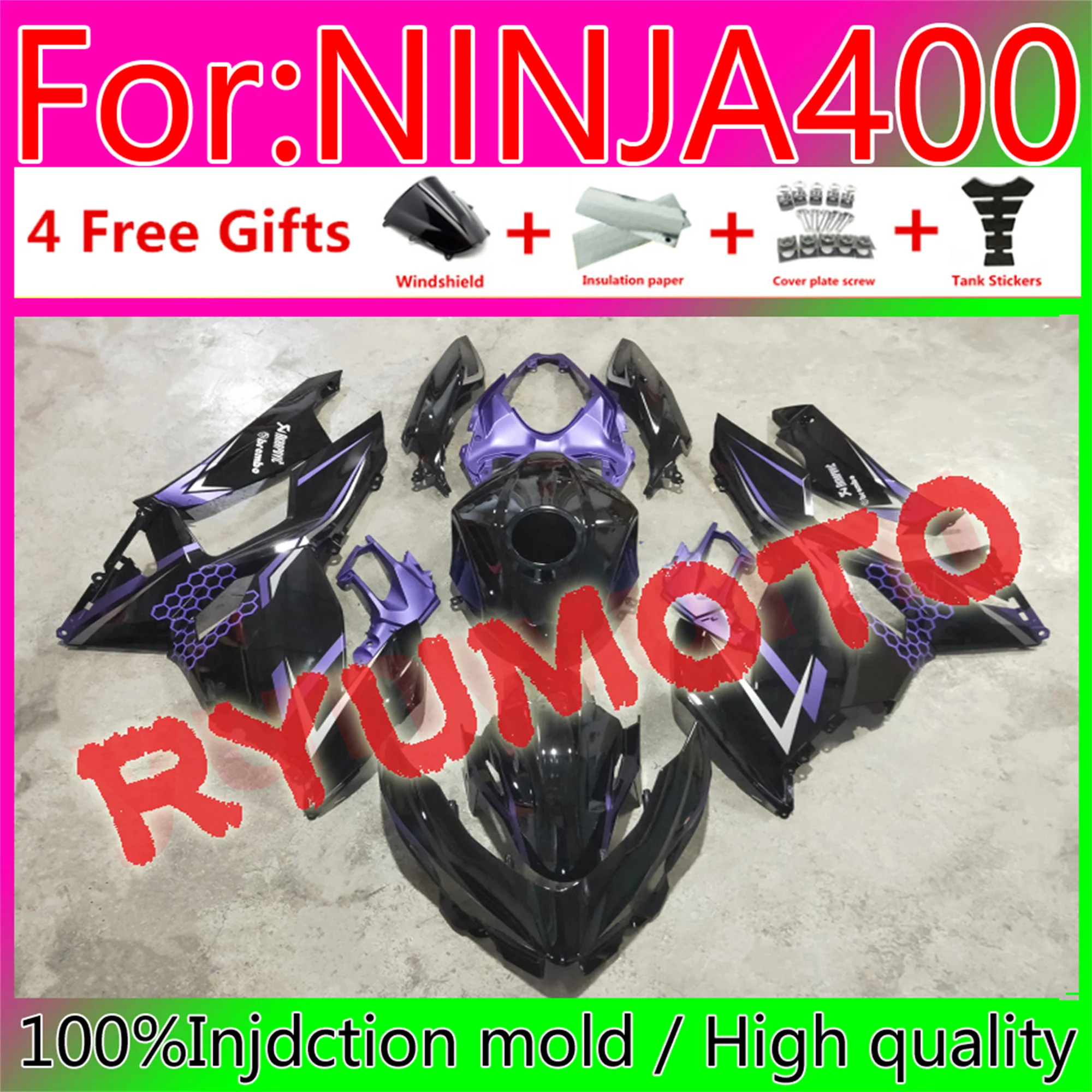 

Motorcycle Whole Injection mold Fairings Kit For Kawasaki Ninja400 Ninja 400 2018 2021 18 19 20 21 fairing