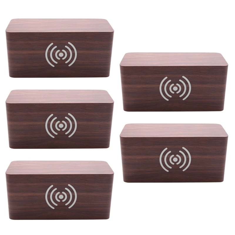 

5X Alarm Clock With For Qi Wireless Charging Pad Compatible With For Iphone Samsung Wood LED Digital Clock