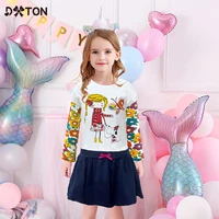 dxton girl clothes long sleeve kids dress for girl flower princess dress with animal vestdios 2019 girls winter dress ld6661 mix