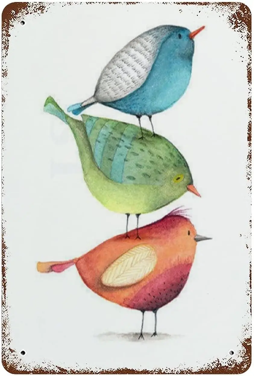 Винтажный жестяной знак Graman декор для стен акварель птицы милые украшения