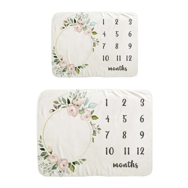 

Baby Monthly Record Growth Milestone Blanket Newborn Photography Props Wreath Pattern Children Photo for Creative Dropship