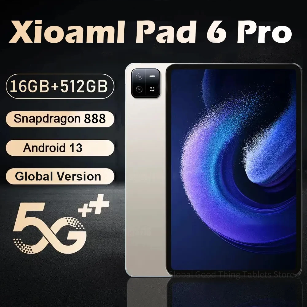 

2023 Original Pad 6 Pro Snapdragon 888 Global Version Tablets PC Android 13 Octa Core 16GB 512GB 11Inch HD 4K Screen 5G Wifi Tab