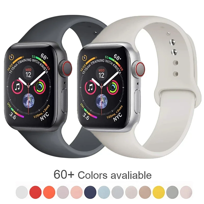 

Силиконовый ремешок для apple watch band 44 мм 45 мм 41 мм 40 мм 42 мм 38 мм 49 мм, спортивный браслет Correa iWatch Series ultra 2 4 6 5 SE 7 8 9