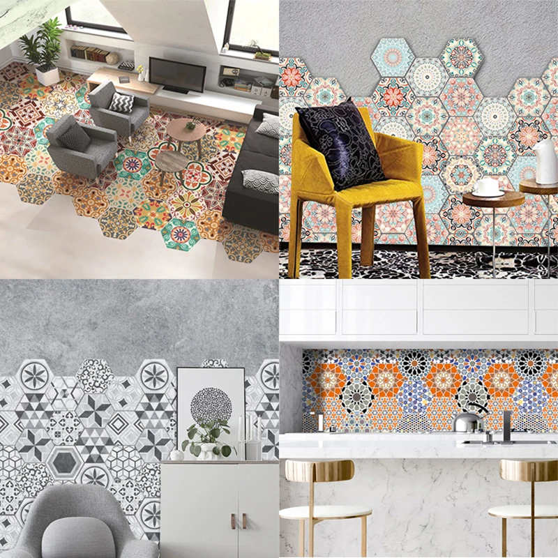 10 шт. наклейки на плитку антискользящие шестигранные |