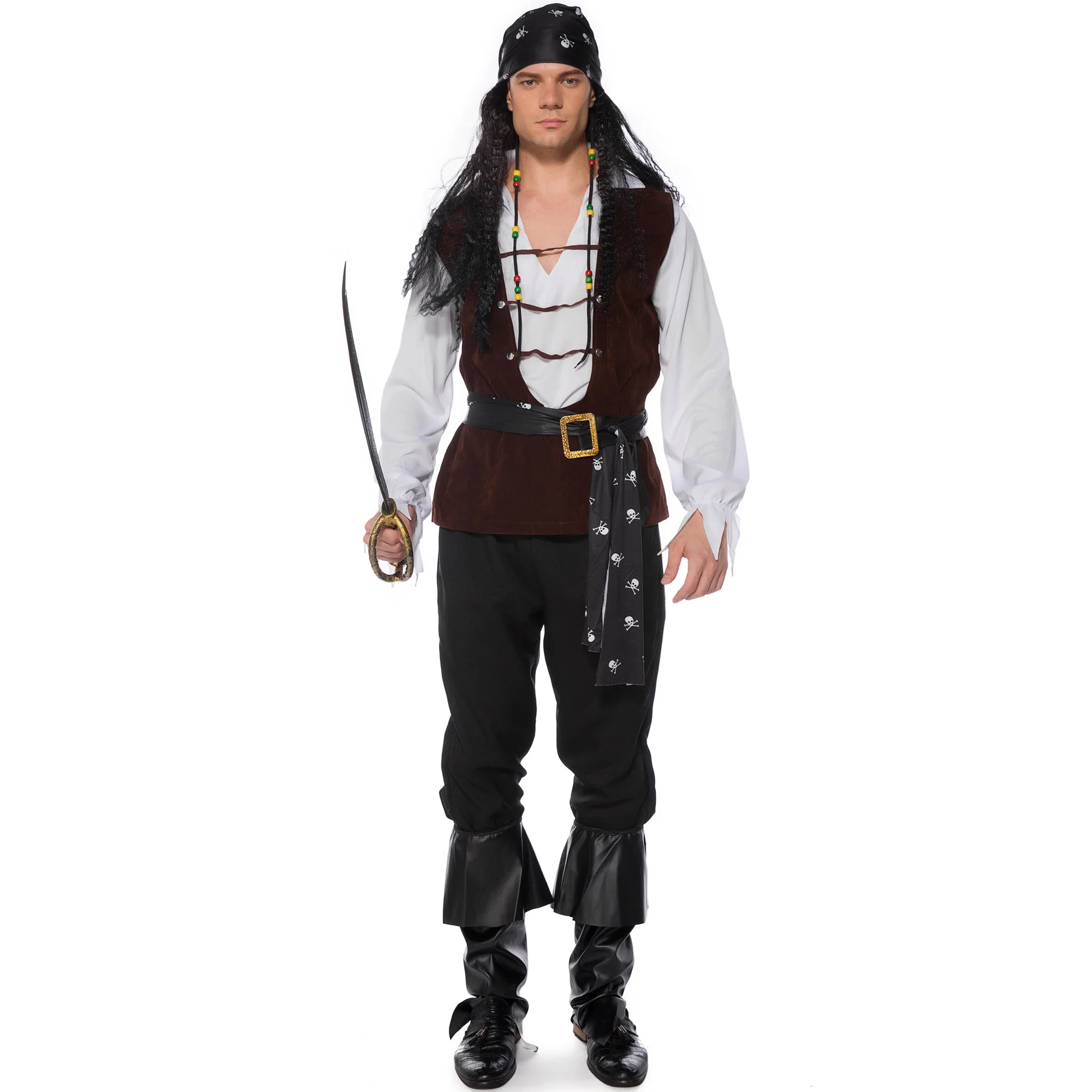 

2022 M-xl New Male Pirate Adult Suit Cosplay Clothes Halloween Pirates Of The Caribbean Costume Hot Fashion Wear