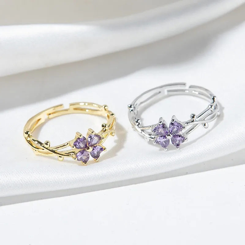 

2023 New Fashion Fine Senior Metal Winding Ring Versatile Shiny Crystal Flowers Temperament Adjustable Rings Women Jewelry