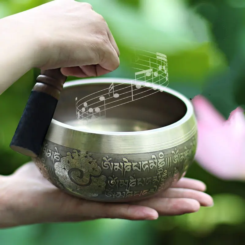 Handmade Singing Bowl for Beginner Nepal Auspicious Clouds Pattern Sound Healing Meditation Buddhist Style Percussion Instrument